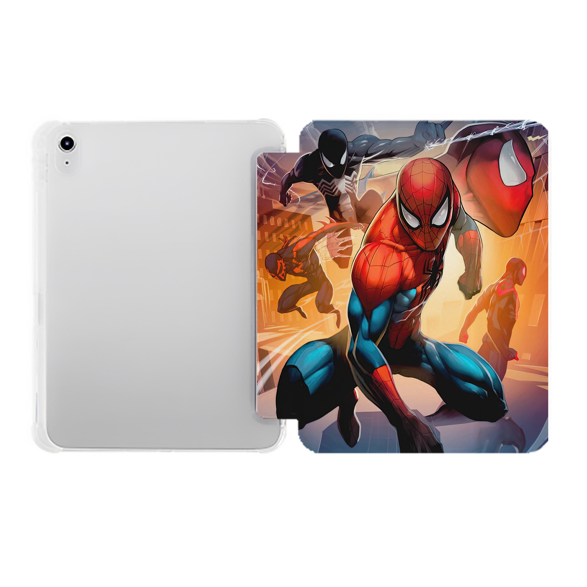 （画像用） Spider Man スパイダーマン IPad ケース ペン収納付き 三つ折りスタンド PUレザー×シリコン 対応機種9.5/10.5/10.9インチ